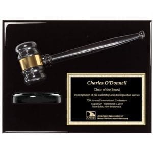 Gloss Black Gavel Plaque