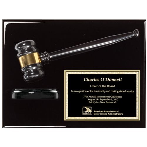 Gloss Black Gavel Plaque