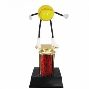 Softball Trophy dudes on column