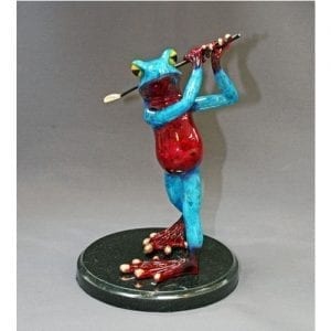 Golfer Frog Sculpture