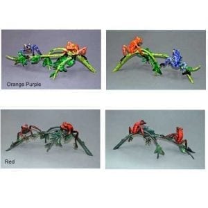 front and back: orange/purple, red