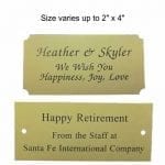 Engraved Plate with Black Letters