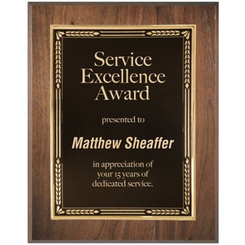 Walnut Plaque with Black Plate