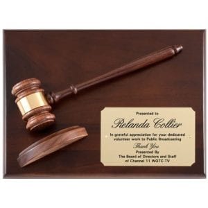 Genuine Walnut Gavel Plaque