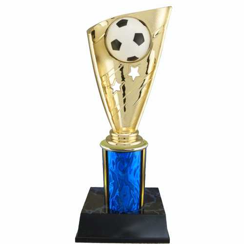 Soccer Trophy with Banner on Column