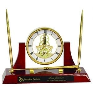 Executive Rosewood Clock and Desk Set